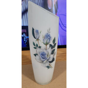 Beautiful Vintage 10.5" Satin Glass Vase tapered top Frosted Floral